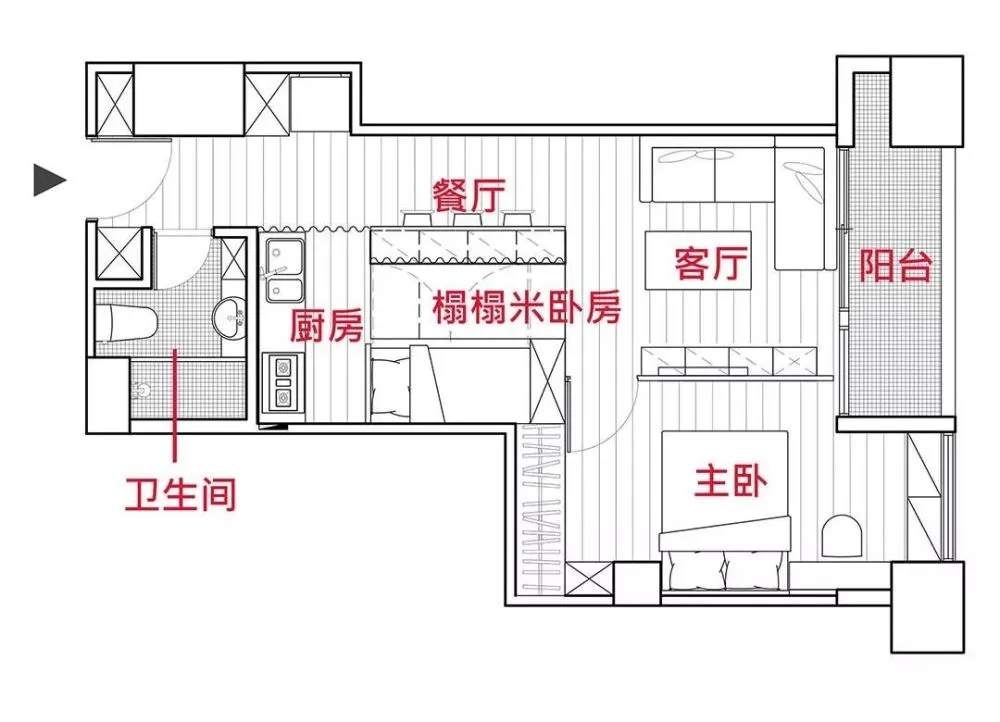 刀把户型难用的难题原来靠榻榻米就解决了！