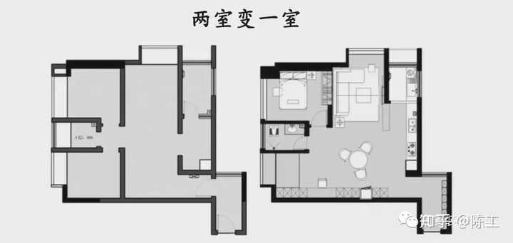 3套两室变一室，装修时候多一点灵感