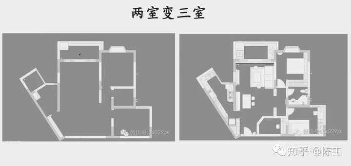 3套两室变一室，装修时候多一点灵感