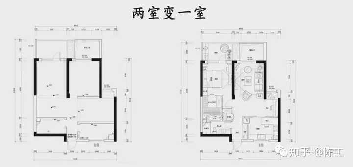 3套两室变一室，装修时候多一点灵感