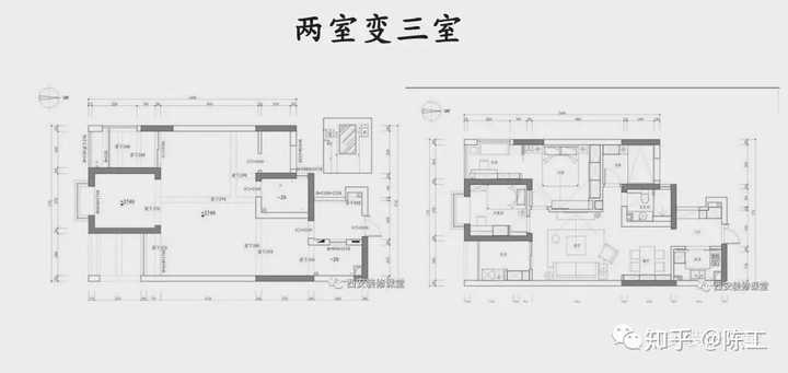 3套两室变一室，装修时候多一点灵感