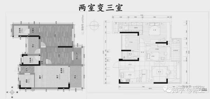 3套两室变一室，装修时候多一点灵感